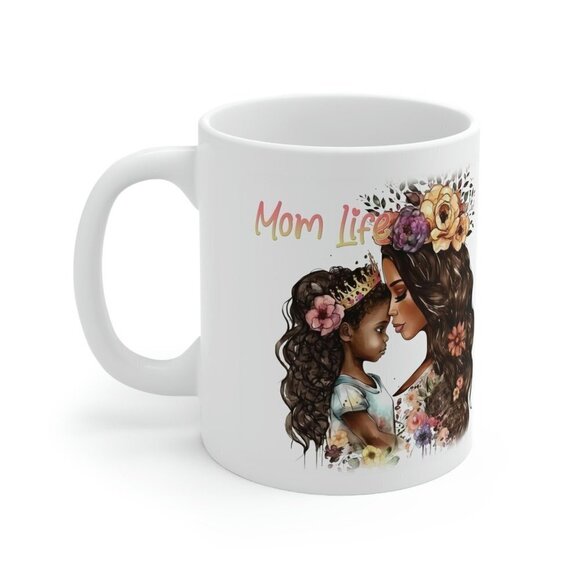 Mom Life - All Day Every Day! Black Queen & Daughter ~ Ceramic Cup - Mothers Day - Picture 4 of 8